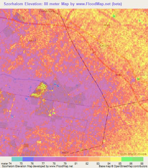 Szorhalom,Hungary Elevation Map