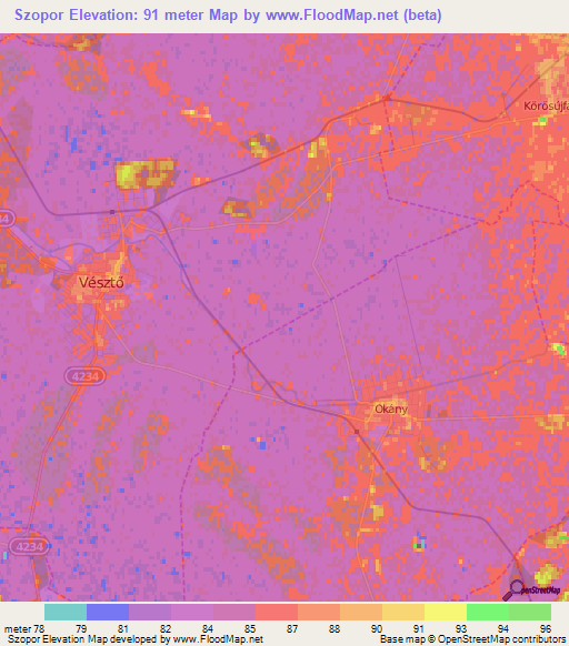Szopor,Hungary Elevation Map