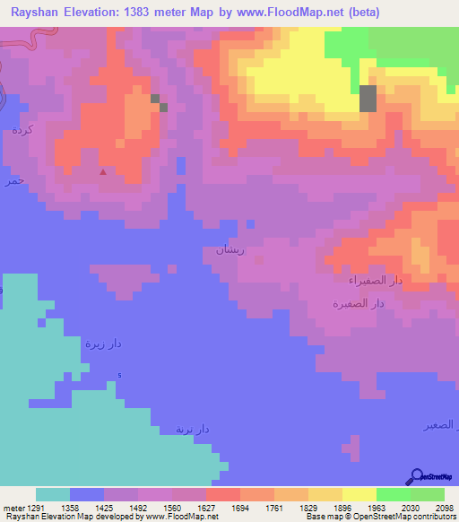 Rayshan,Yemen Elevation Map