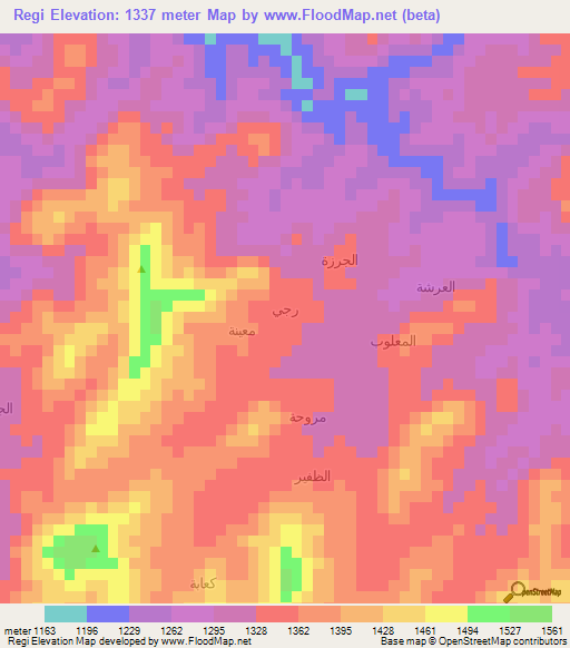 Regi,Yemen Elevation Map