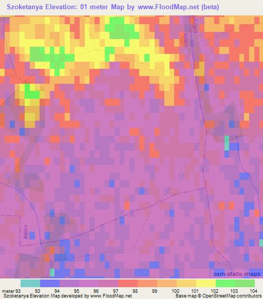 Szoketanya,Hungary Elevation Map