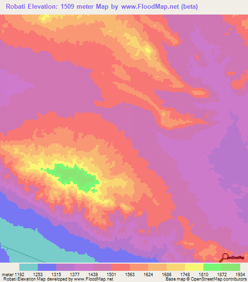 Robati,Iran Elevation Map