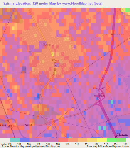 Szirma,Hungary Elevation Map