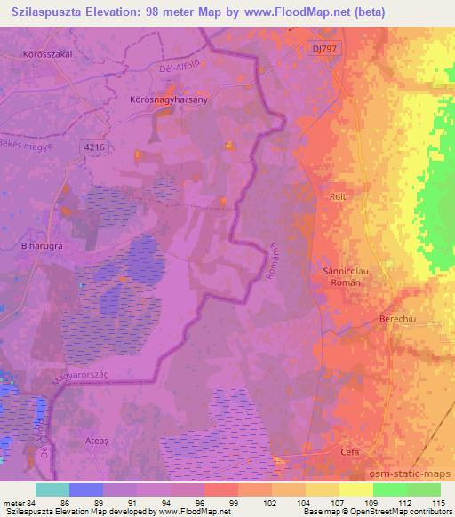 Szilaspuszta,Hungary Elevation Map