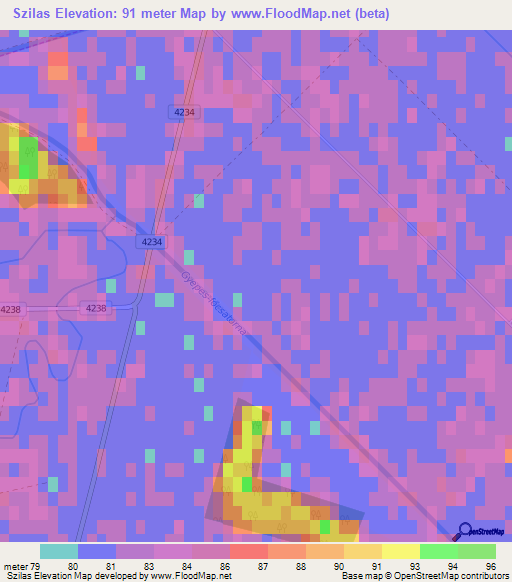 Szilas,Hungary Elevation Map