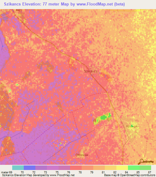 Szikancs,Hungary Elevation Map