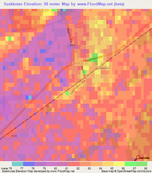 Szekkutas,Hungary Elevation Map