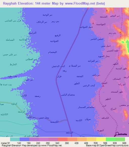 Rayghah,Yemen Elevation Map