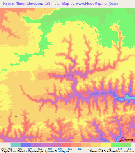 Raydat `Ibnut,Yemen Elevation Map