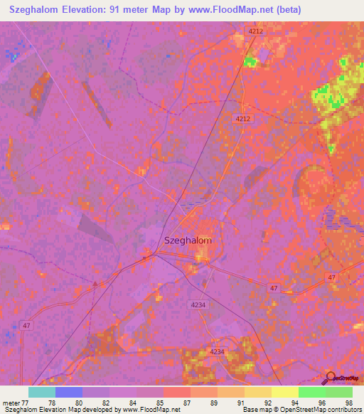 Szeghalom,Hungary Elevation Map