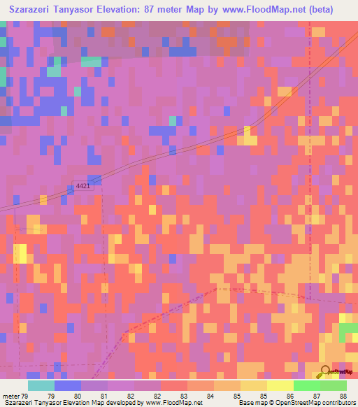 Szarazeri Tanyasor,Hungary Elevation Map