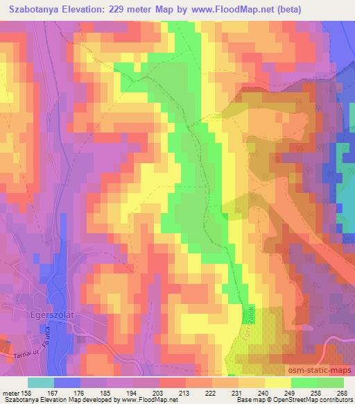 Szabotanya,Hungary Elevation Map