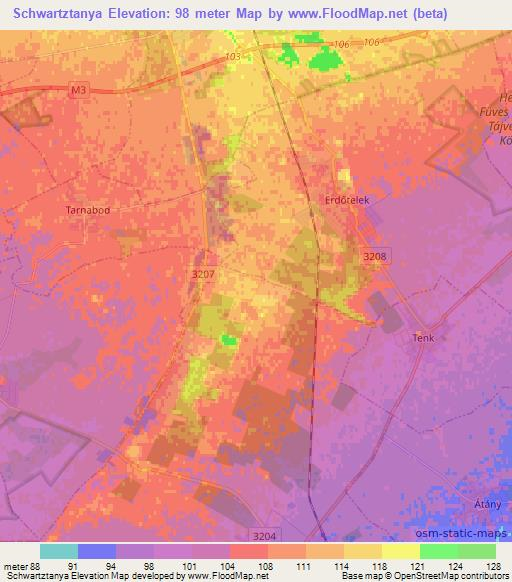 Schwartztanya,Hungary Elevation Map