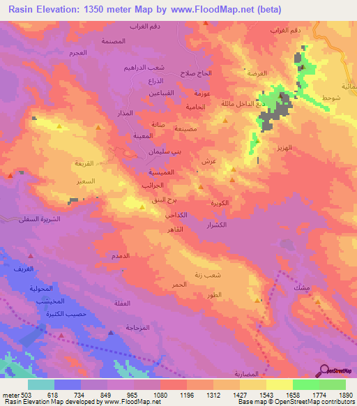 Rasin,Yemen Elevation Map