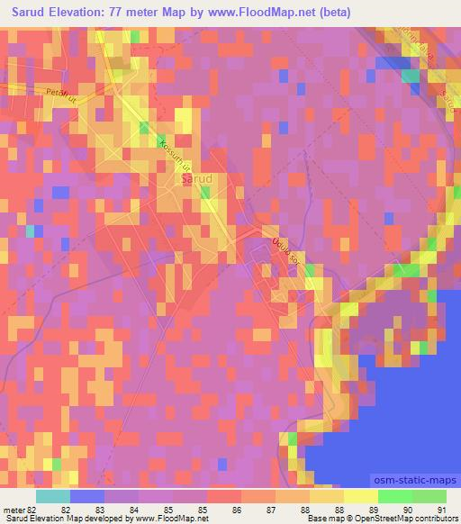 Sarud,Hungary Elevation Map
