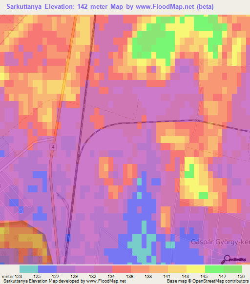 Sarkuttanya,Hungary Elevation Map