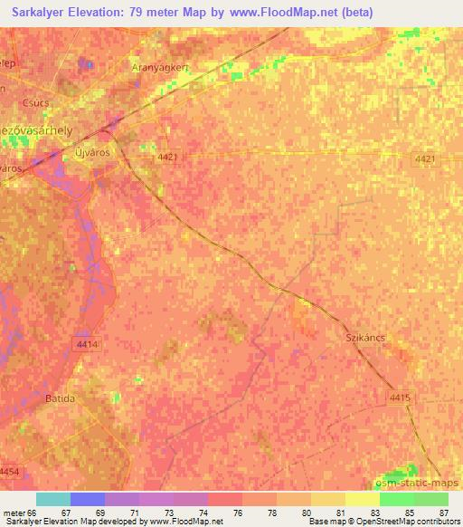 Sarkalyer,Hungary Elevation Map