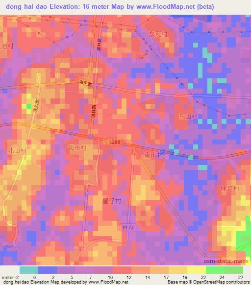 dong hai dao,China Elevation Map