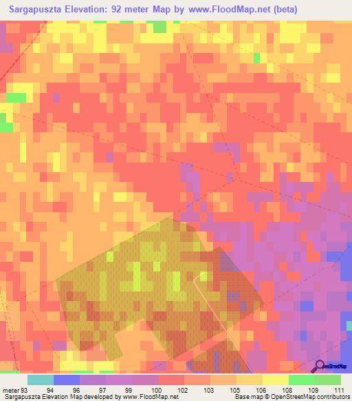 Sargapuszta,Hungary Elevation Map