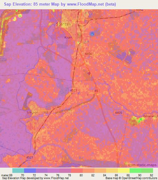 Sap,Hungary Elevation Map