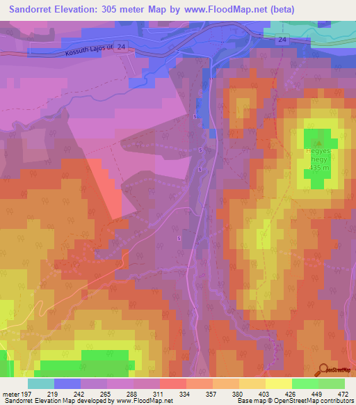 Sandorret,Hungary Elevation Map