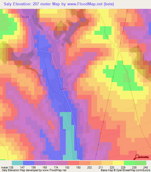 Saly,Hungary Elevation Map