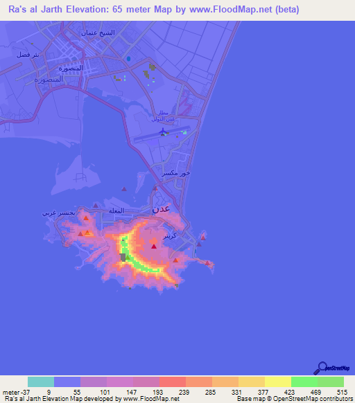 Ra's al Jarth,Yemen Elevation Map