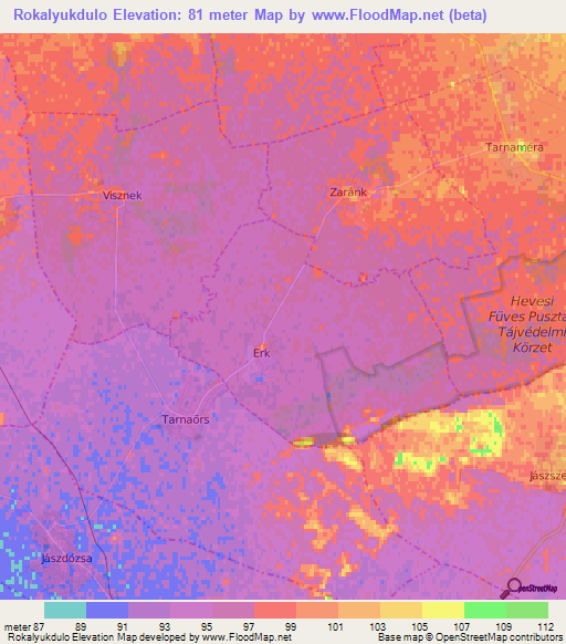 Rokalyukdulo,Hungary Elevation Map