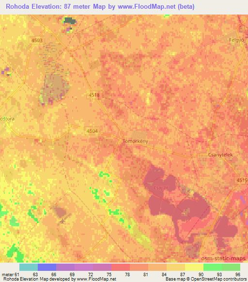 Rohoda,Hungary Elevation Map