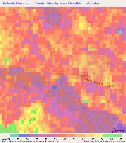 Rohoda,Hungary Elevation Map