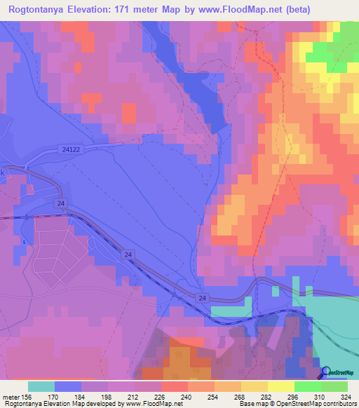 Rogtontanya,Hungary Elevation Map