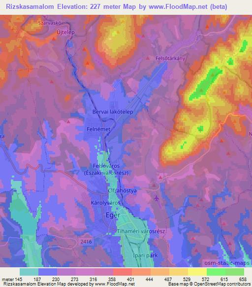 Rizskasamalom,Hungary Elevation Map