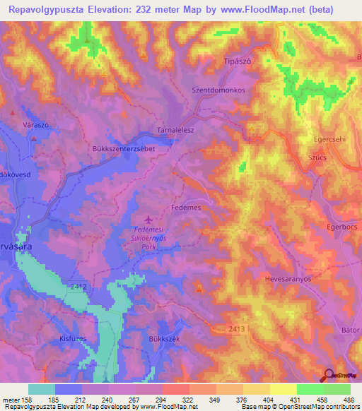 Repavolgypuszta,Hungary Elevation Map
