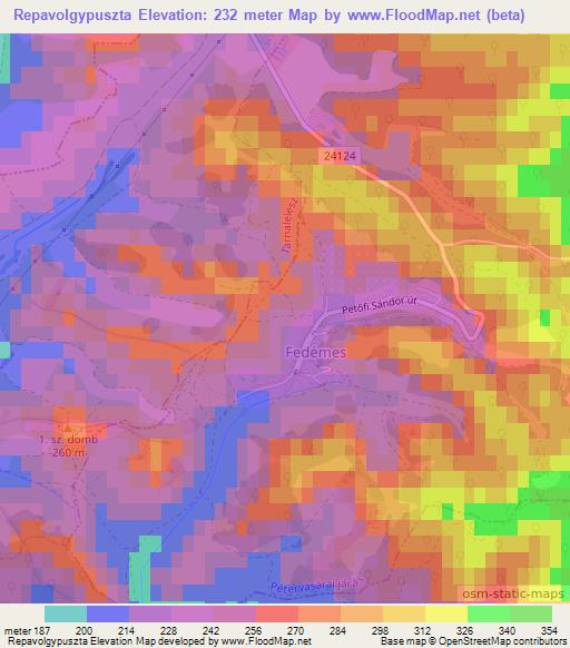 Repavolgypuszta,Hungary Elevation Map