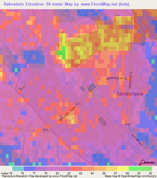 Rakosdulo,Hungary Elevation Map