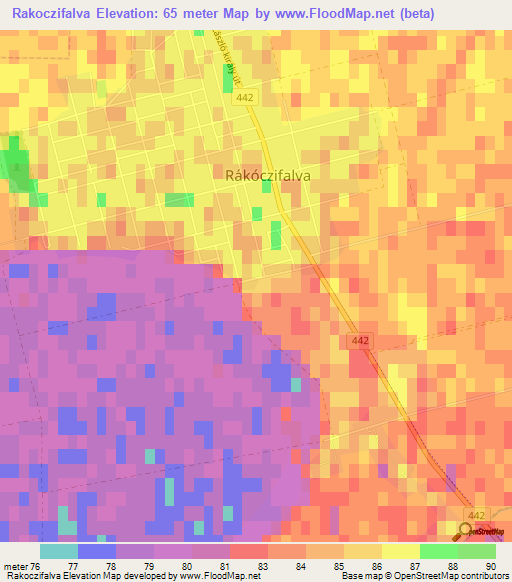 Rakoczifalva,Hungary Elevation Map