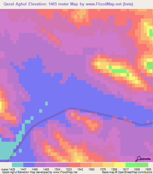 Qezel Aghul,Iran Elevation Map