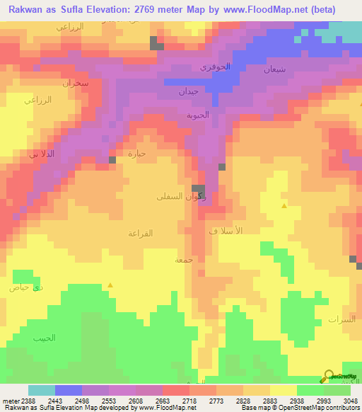 Rakwan as Sufla,Yemen Elevation Map