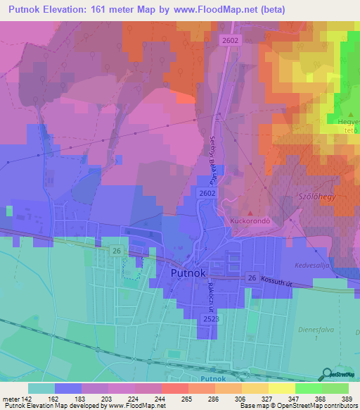 Putnok,Hungary Elevation Map