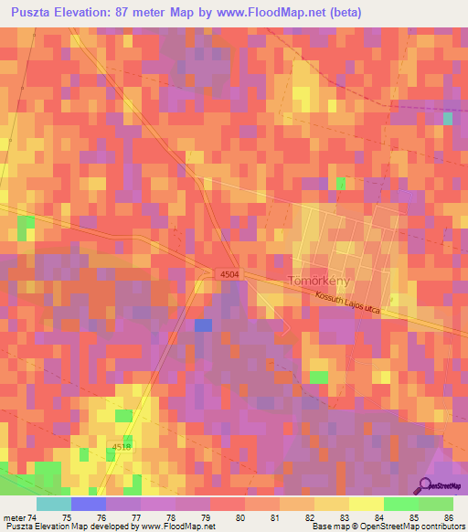 Puszta,Hungary Elevation Map