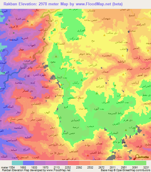 Rakban,Yemen Elevation Map