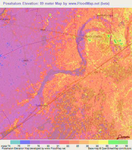 Posahalom,Hungary Elevation Map