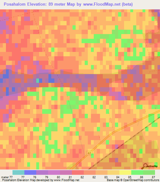 Posahalom,Hungary Elevation Map