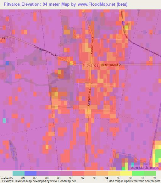 Pitvaros,Hungary Elevation Map