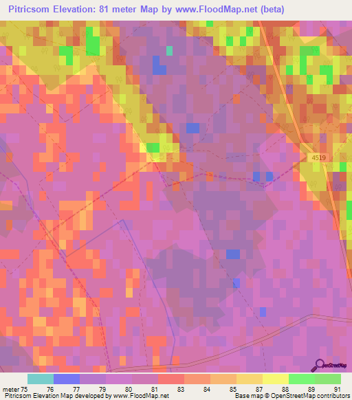 Pitricsom,Hungary Elevation Map
