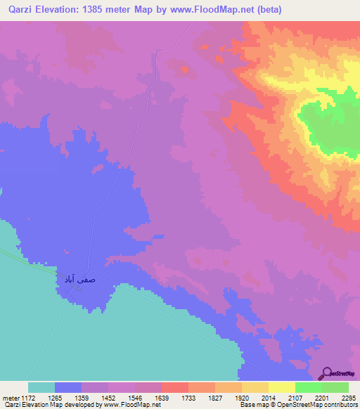 Qarzi,Iran Elevation Map