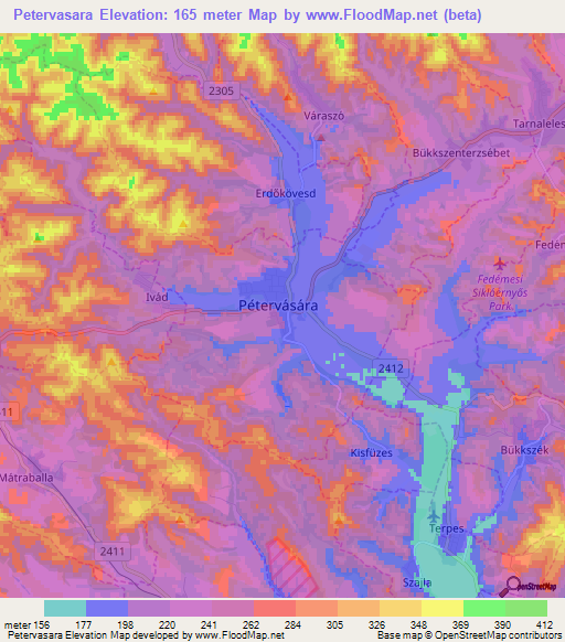 Petervasara,Hungary Elevation Map