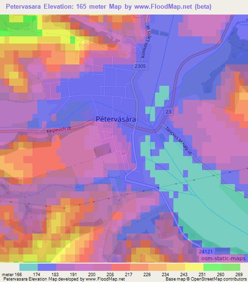 Petervasara,Hungary Elevation Map