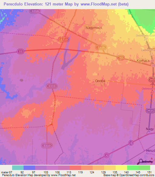 Perecdulo,Hungary Elevation Map