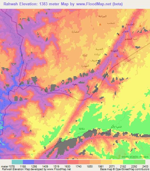 Rahwah,Yemen Elevation Map